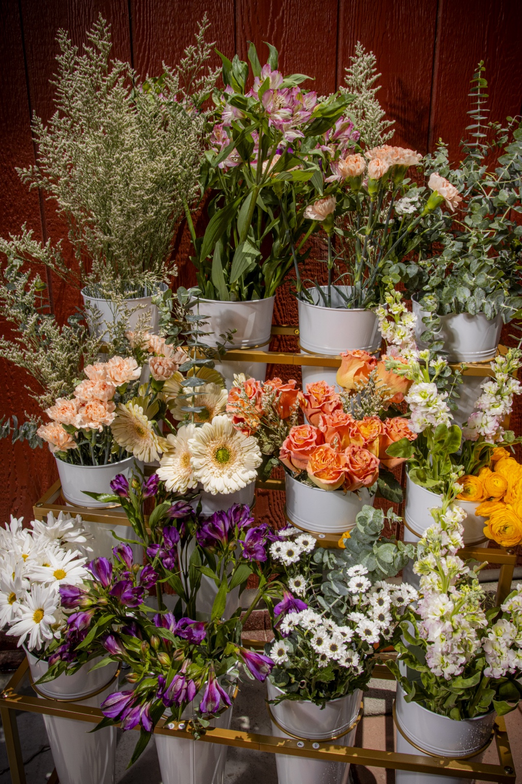 Full colorful Bloom Bar display with flowers arranged by variety